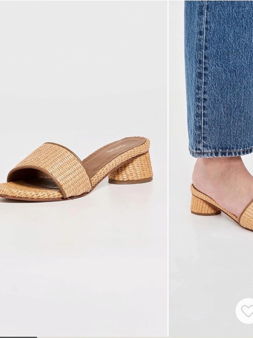 KAANAS Cora Sandals Woven Block Heel Mules Brown